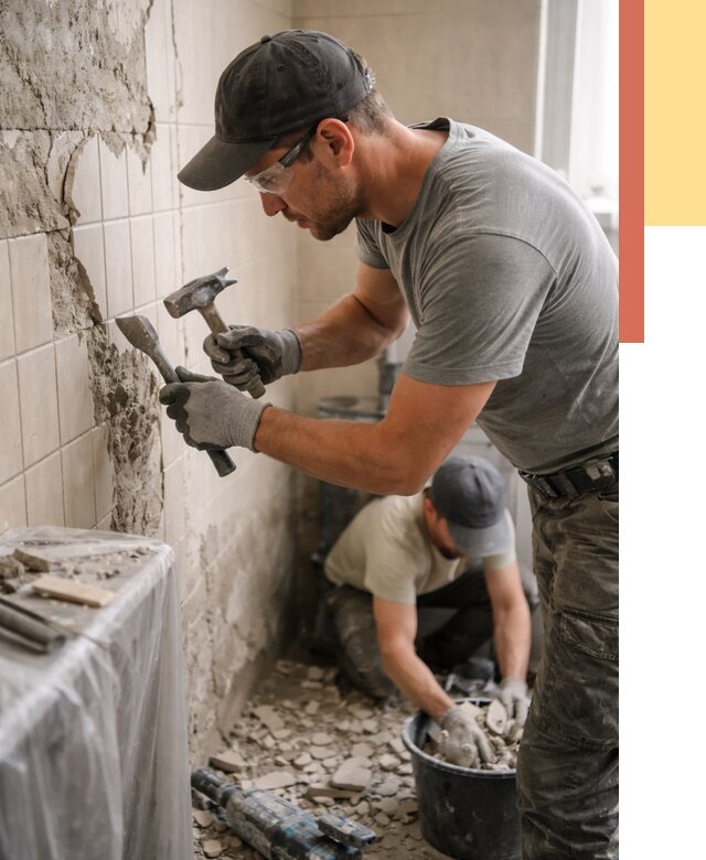 Демонтаж плитки со стен в Канске от 929 руб. — быстро и недорого | ОТДЕЛОЧНИК-Кнс