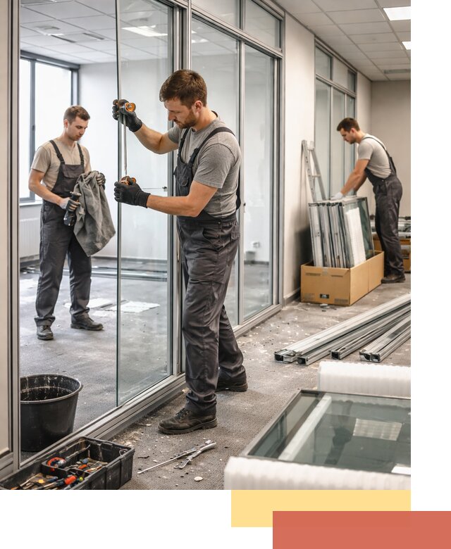 Демонтаж стеклянных перегородок в Канске быстро и безопасно