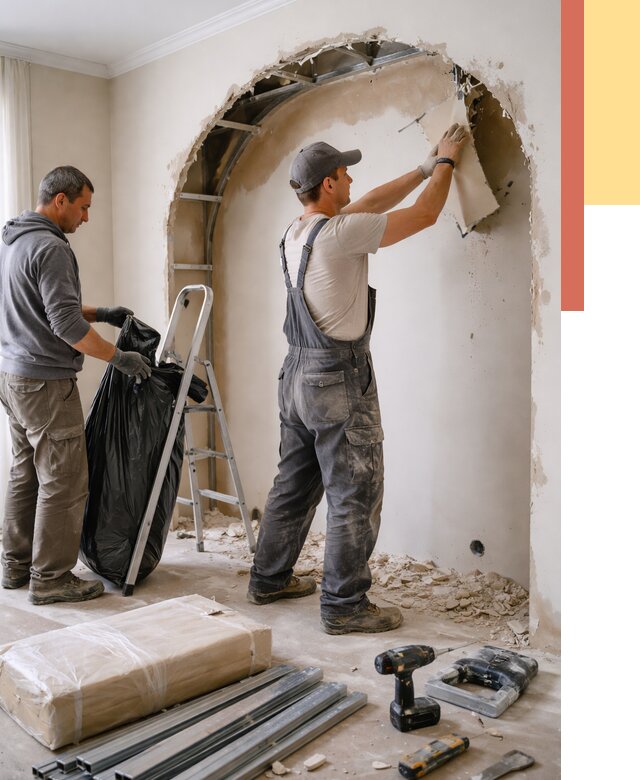 Демонтаж арки из гипсокартона в Канске от 3825 руб. — услуги под ключ | ОТДЕЛОЧНИК-Кнс