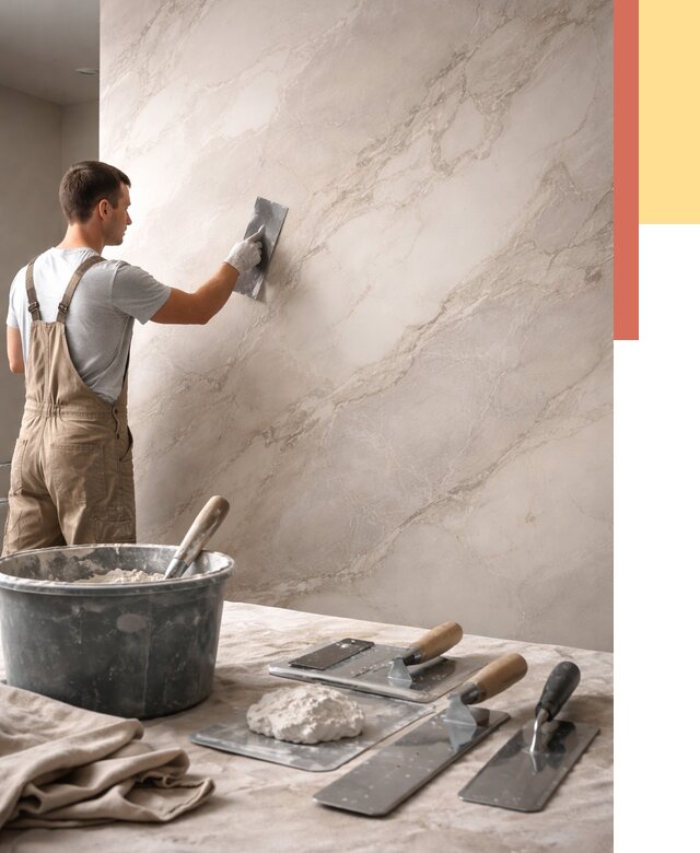 Декоративная штукатурка под мрамор в Канске от 3060 руб./м² — быстро и недорого | ОТДЕЛОЧНИК-Кнс