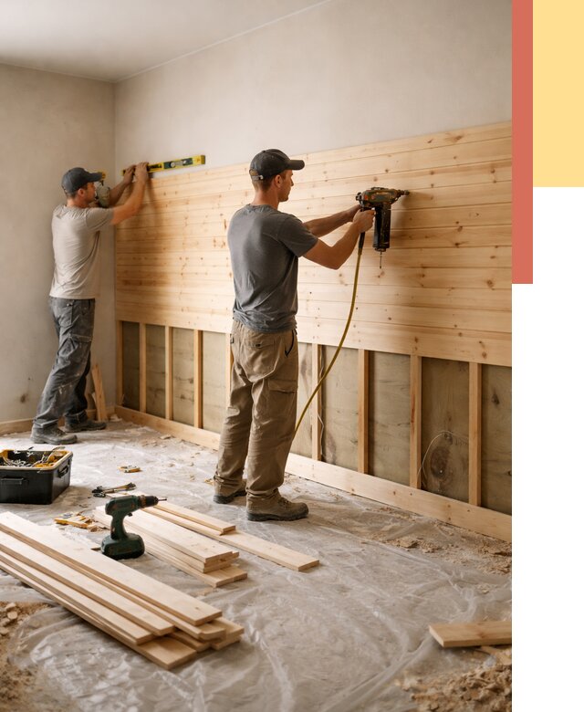 Монтаж деревянной вагонки на стены в Канске от 8197 руб. | Услуги монтажа вагонки | ОТДЕЛОЧНИК-Кнс