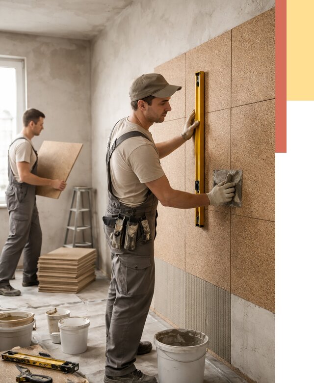 Монтаж пробковых панелей на стены в Канске от 3825 руб. — ОТДЕЛОЧНИК-Кнс