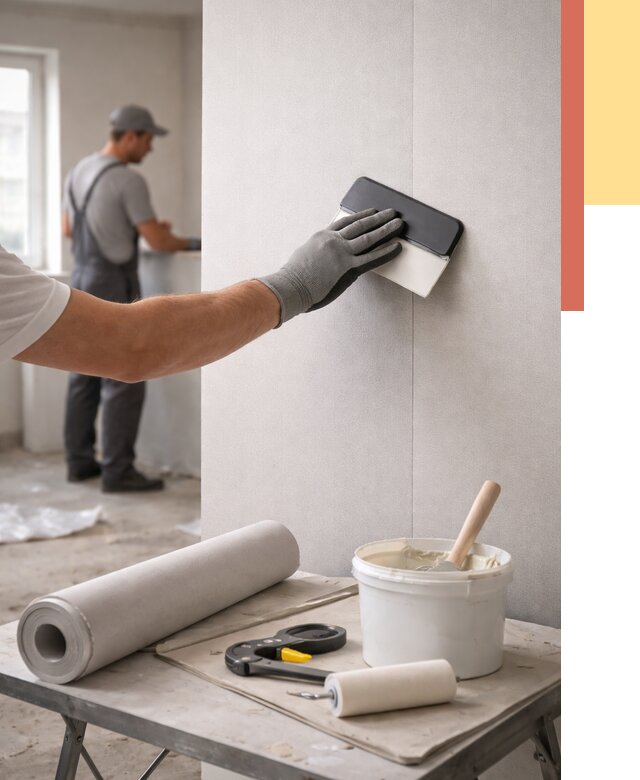 Поклейка обоев под покраску в Канске от 3825 руб. за м2 | ОТДЕЛОЧНИК-Кнс