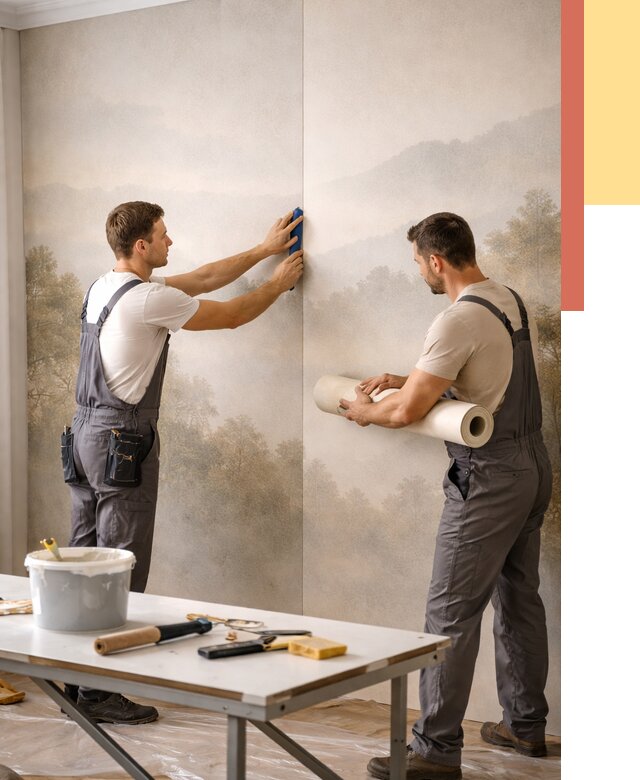 Поклейка фотообоев в Канске от 9290 руб/м² — быстро и недорого | ОТДЕЛОЧНИК-Кнс