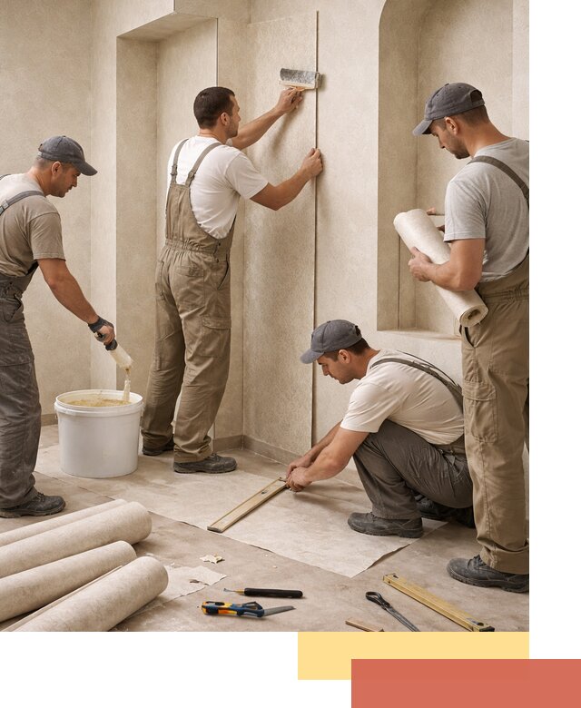 Поклейка обоев на сложные стены и неровные поверхности в Канске