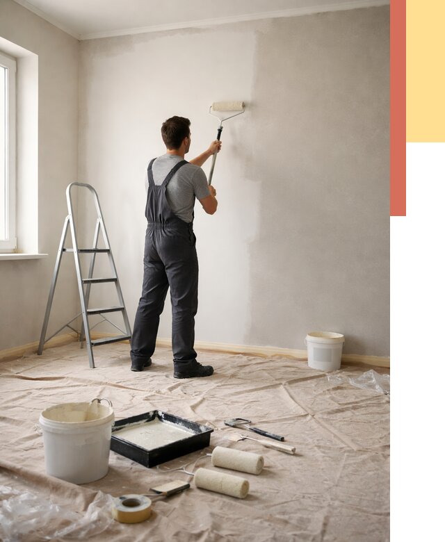 Покраска стен моющейся краской в Канске от 383 руб./м² — быстро и недорого | ОТДЕЛОЧНИК-Кнс