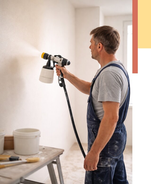 Покраска стен краскопультом в Канске от 8197 руб. — механизированная покраска | ОТДЕЛОЧНИК-Кнс