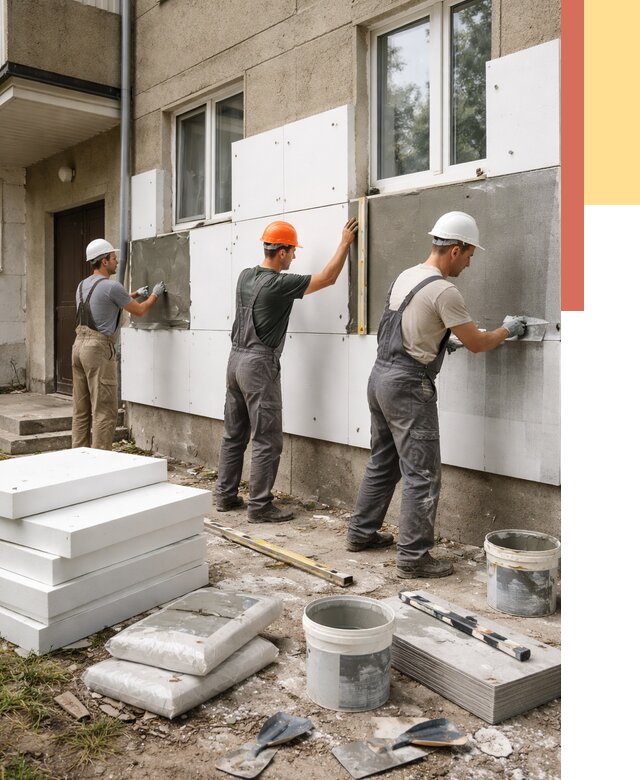 Утепление стен пенопластом в Канске от 1913 руб. — недорого и под ключ | ОТДЕЛОЧНИК-Кнс