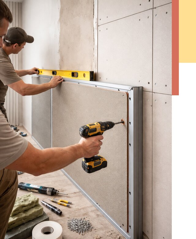 Шумоизоляция стен панелями ЗИПС в Канске от 2404 руб./м² под ключ | ОТДЕЛОЧНИК-Кнс