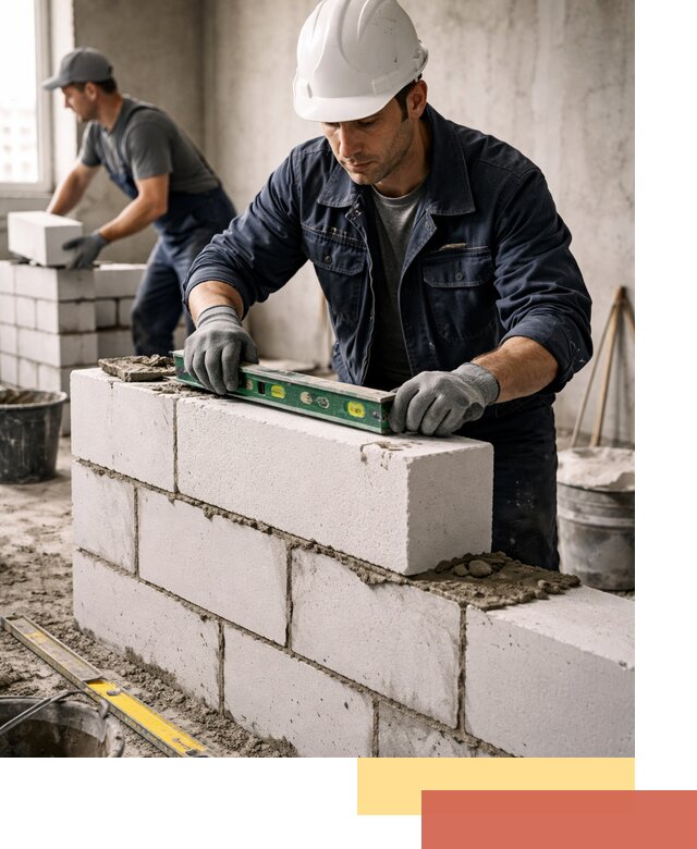 Кладка перегородок из пеноблока под ключ в Канске