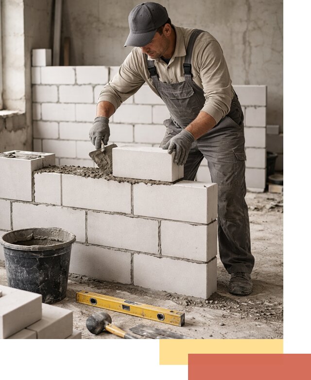 Кладка перегородок из силикатного блока в Канске