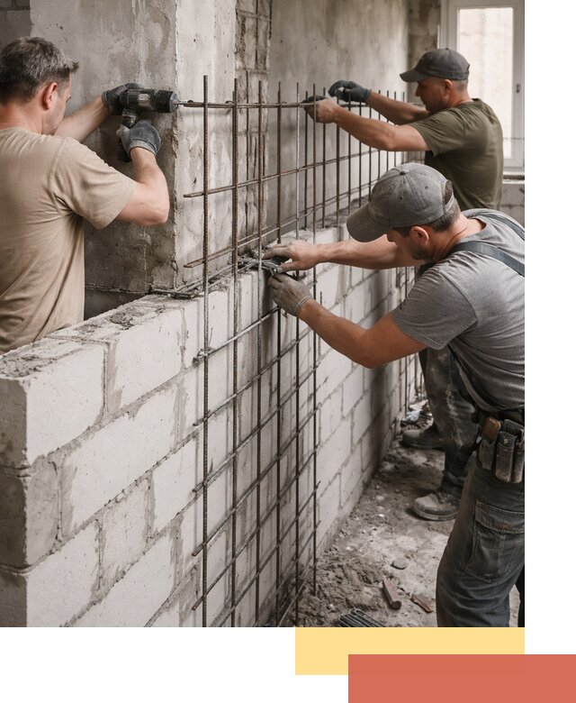Армирование кладки перегородок в Канске профессионально и надёжно