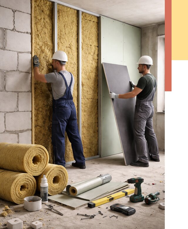 Шумоизоляция перегородок из блоков в Канске от 2022 руб./м² — быстро и недорого | ОТДЕЛОЧНИК-Кнс