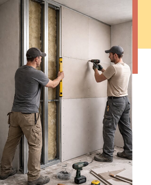 Монтаж двухслойной перегородки из гипсокартона в Канске от 1585 руб. | ОТДЕЛОЧНИК-Кнс