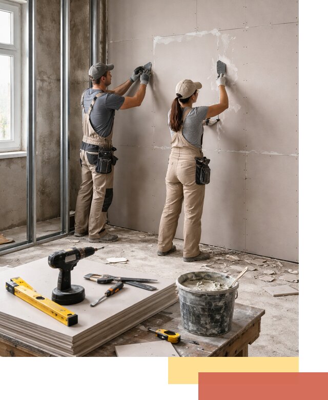 Монтаж двухслойной перегородки из гипсокартона в Канске