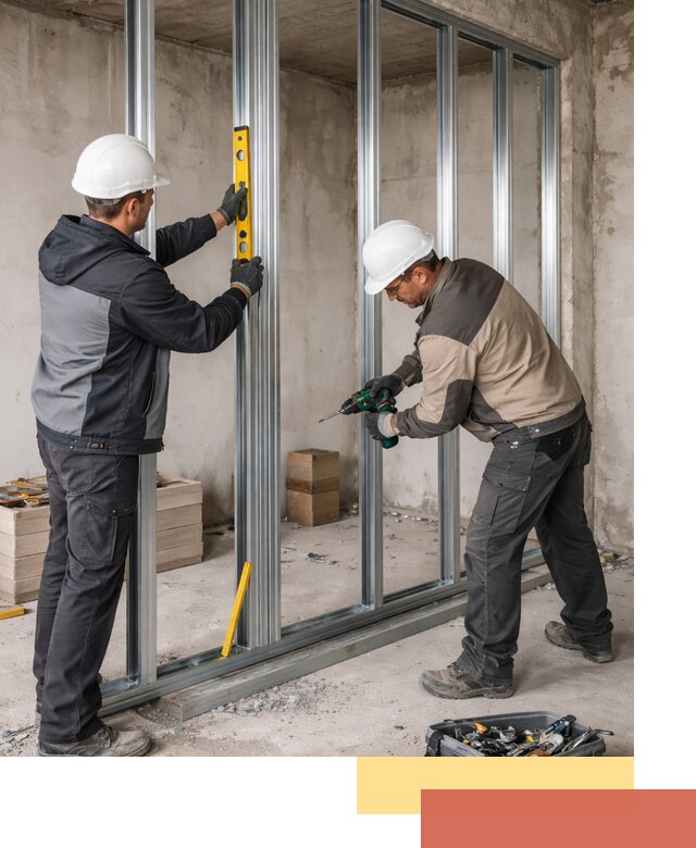 Монтаж каркаса перегородки из профиля в Канске