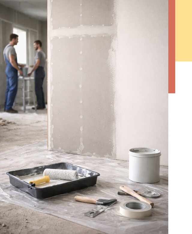 Покраска перегородок из гипсокартона в Канске от 4918 руб. под ключ | ОТДЕЛОЧНИК-Кнс