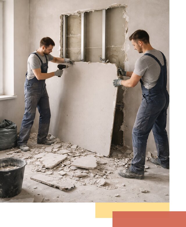 Демонтаж перегородки из гипсокартона в Канске быстрый и аккуратный