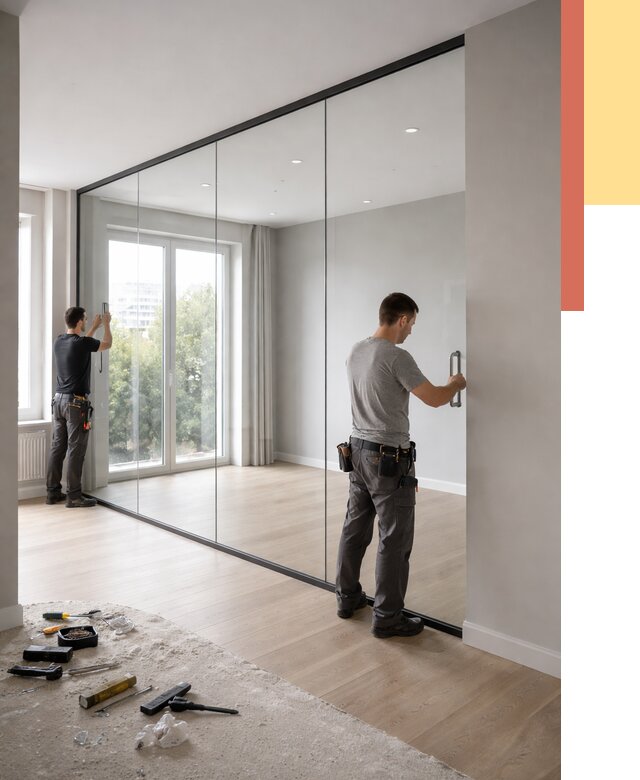 Изготовление стеклянных перегородок в Канске от 13497 руб. под ключ | ОТДЕЛОЧНИК-Кнс