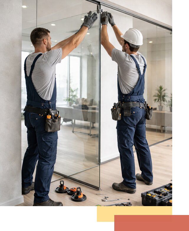 Безрамные стеклянные перегородки под ключ в Канске