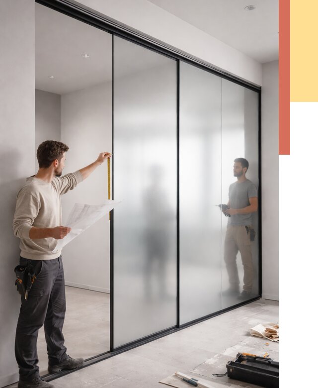 Матовые стеклянные перегородки в Канске от 9290 руб. — монтаж и установка | ОТДЕЛОЧНИК-Кнс