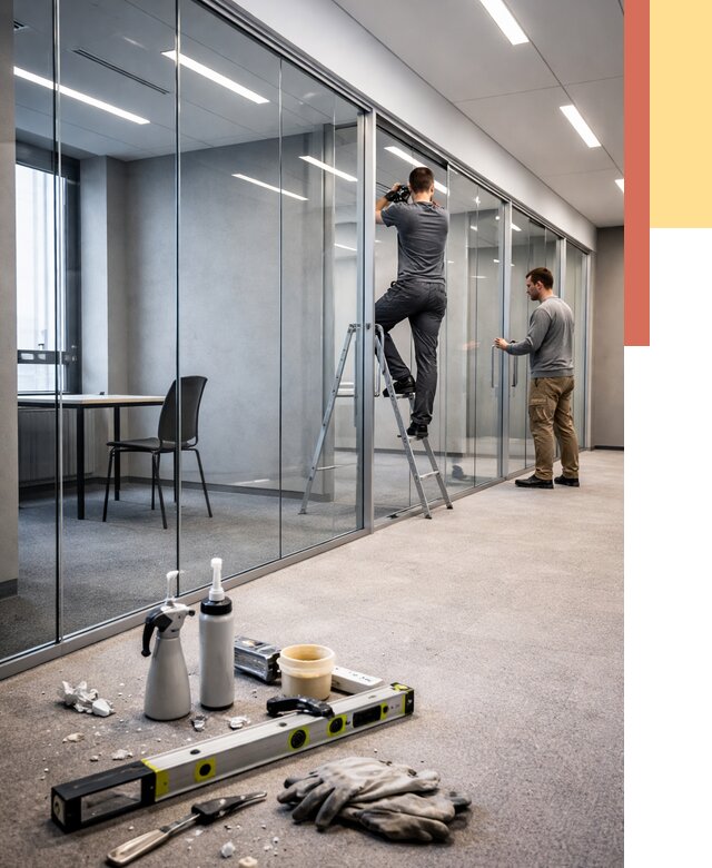 Стеклянные офисные перегородки в Канске от 9290 руб. — монтаж и установка | ОТДЕЛОЧНИК-Кнс