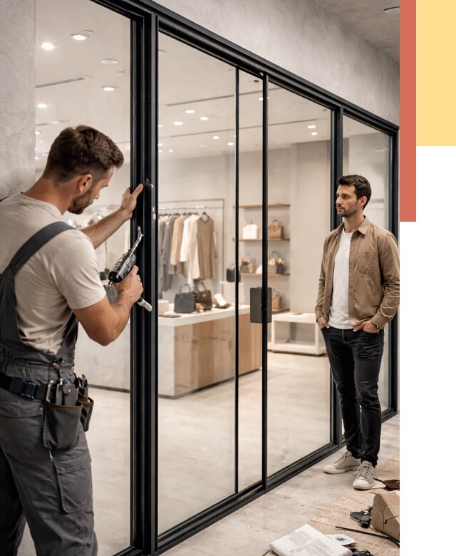 Стеклянные перегородки для магазинов в Канске от 8962 руб. под ключ | ОТДЕЛОЧНИК-Кнс