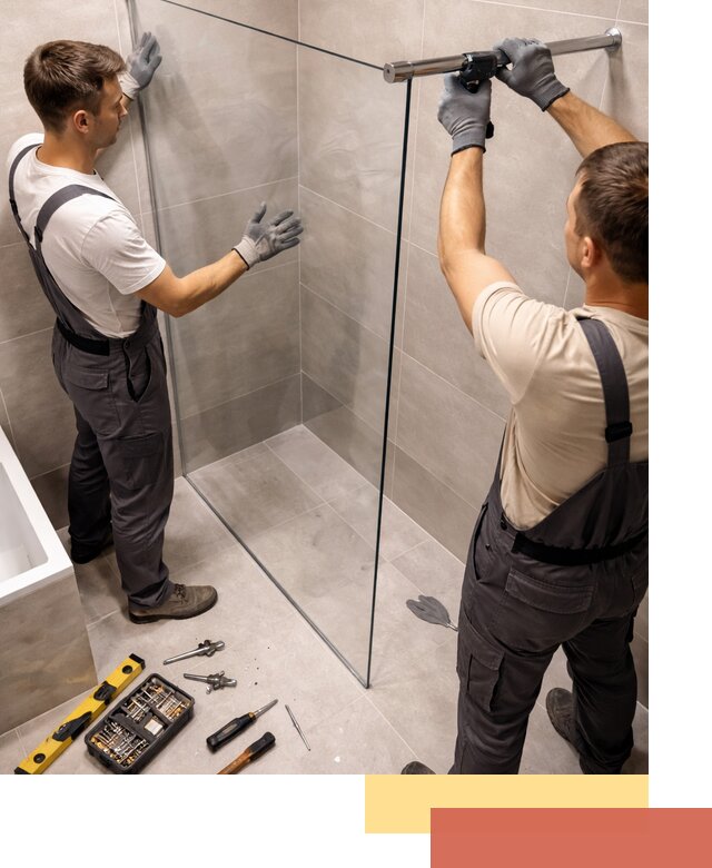 Стеклянные перегородки для душа в Канске — изготовление и монтаж