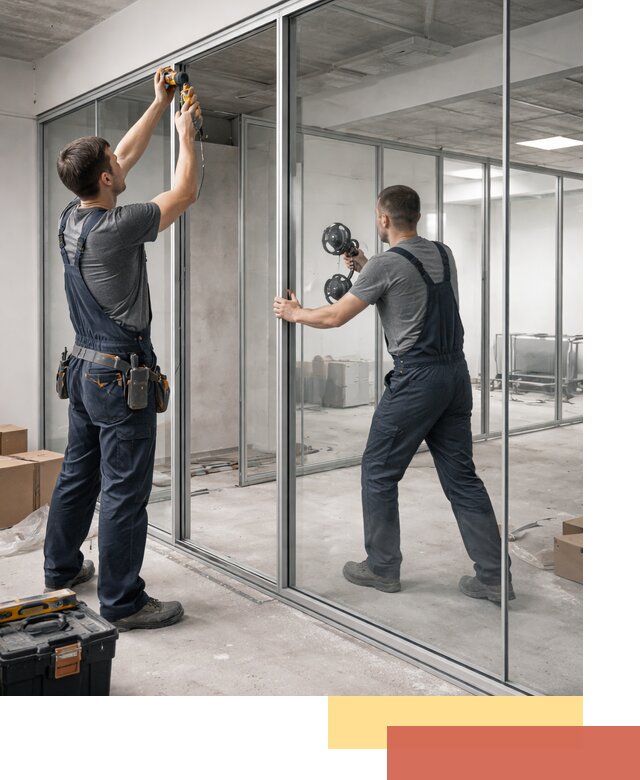 Алюминиевые перегородки со стеклом в Канске — изготовление и монтаж