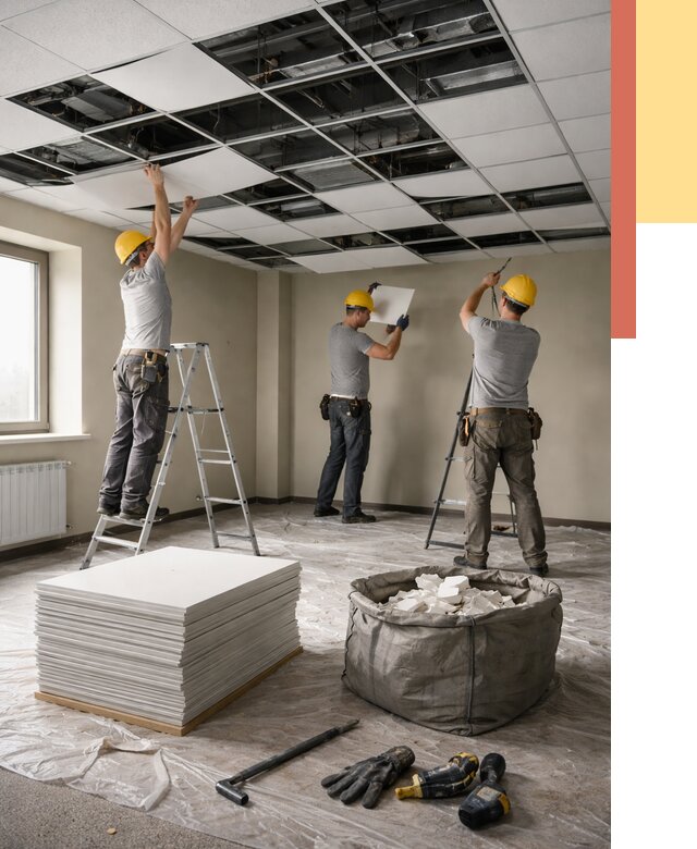 Демонтаж потолка Армстронг в Канске от 4918 руб. быстро и недорого | ОТДЕЛОЧНИК-Кнс