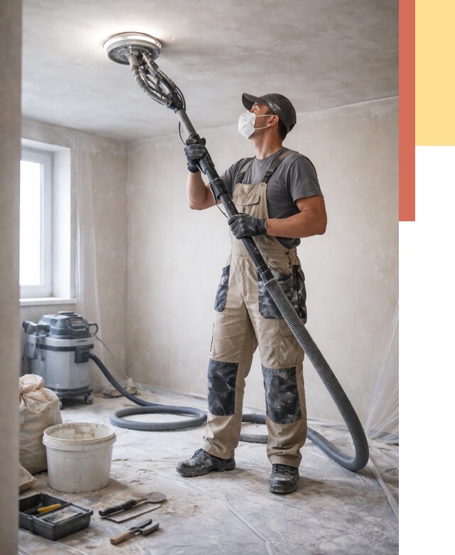 Шлифовка потолка в Канске от 3825 руб. — услуги шлифования потолка | ОТДЕЛОЧНИК-Кнс