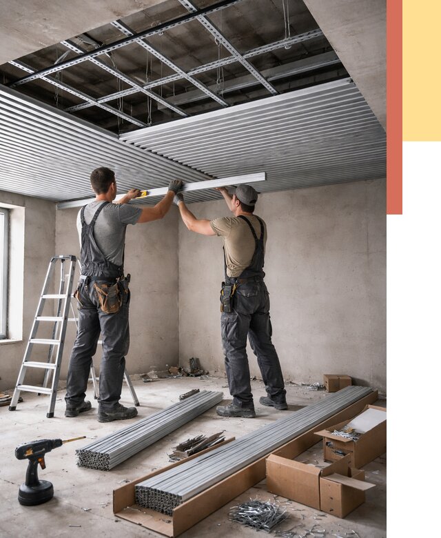 Монтаж реечного потолка в Канске от 4918 руб. под ключ | ОТДЕЛОЧНИК-Кнс