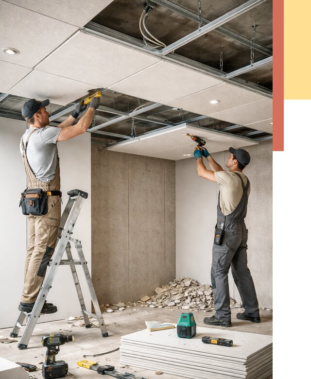 Монтаж акустического потолка в Канске от 7104 руб/м2 — быстро и недорого | ОТДЕЛОЧНИК-Кнс