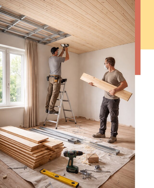 Монтаж потолка из вагонки в Канске от 7104 руб. | Быстро и недорого — ОТДЕЛОЧНИК-Кнс