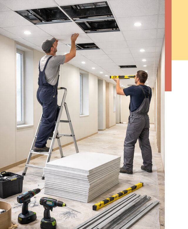 Ремонт потолка Армстронг в Канске от 4918 руб. — быстро и недорого | ОТДЕЛОЧНИК-Кнс