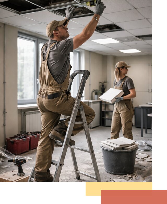 Ремонт потолка Армстронг и замена плит в Канске