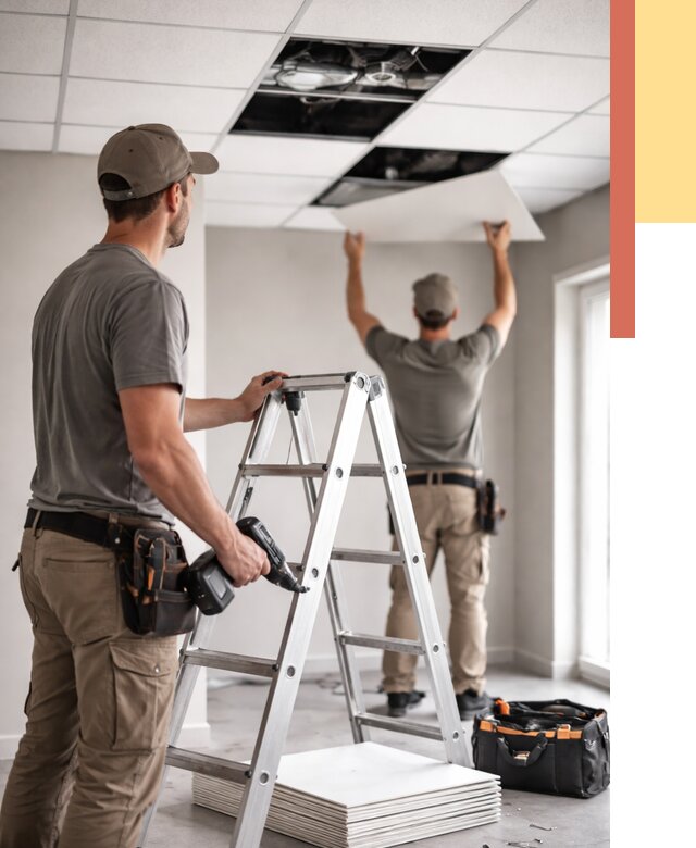 Обслуживание подвесного потолка в Канске от 3825 руб. — быстро и недорого | ОТДЕЛОЧНИК-Кнс