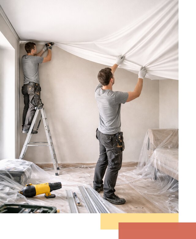 Монтаж тканевого натяжного потолка в Канске недорого и быстро