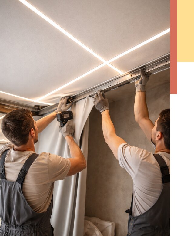 Монтаж натяжного потолка со световыми линиями в Канске от 1311 руб. | ОТДЕЛОЧНИК-Кнс