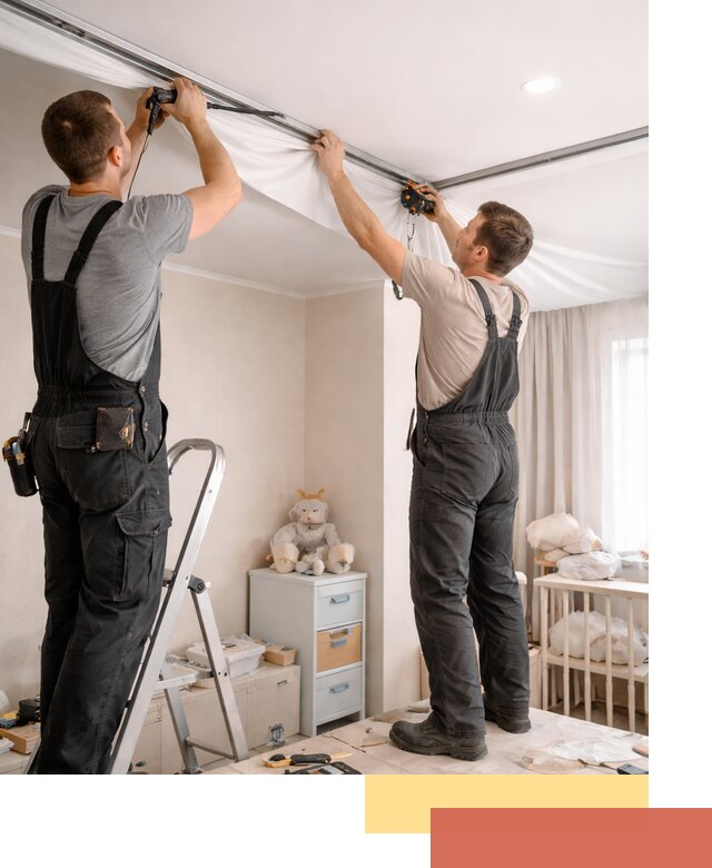 Монтаж натяжного потолка в детской комнате в Канске