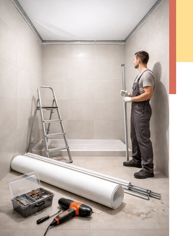 Монтаж натяжного потолка в санузле в Канске от 2022 руб. — ОТДЕЛОЧНИК-Кнс