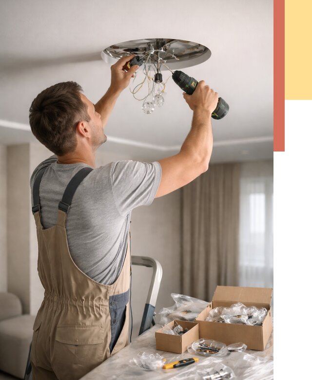 Установка люстры в натяжной потолок в Канске от 1311 руб. | Быстро и недорого — ОТДЕЛОЧНИК-Кнс