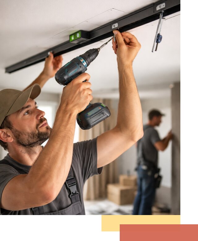 Установка трековых светильников в натяжной потолок в Канске