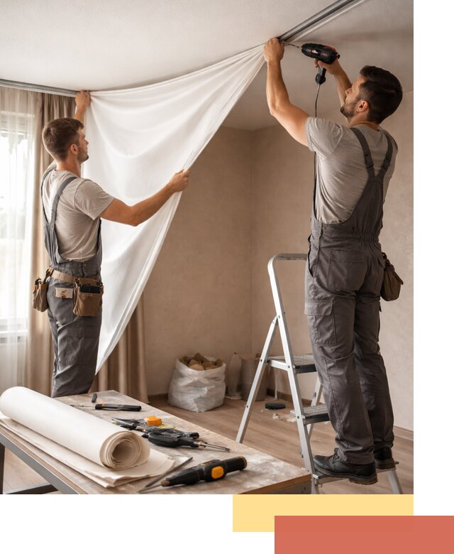 Замена полотна натяжного потолка в Канске быстро и качественно