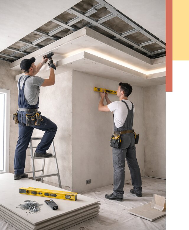 Двухуровневый потолок из гипсокартона в Канске от 1585 руб. под ключ | ОТДЕЛОЧНИК-Кнс