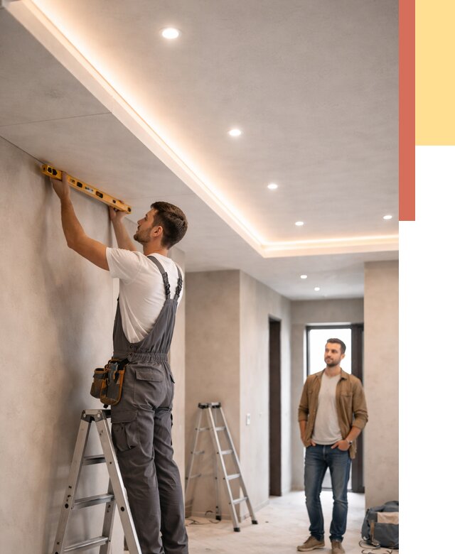 Потолок из гипсокартона с подсветкой в Канске от 820 руб./м2 под ключ | ОТДЕЛОЧНИК-Кнс