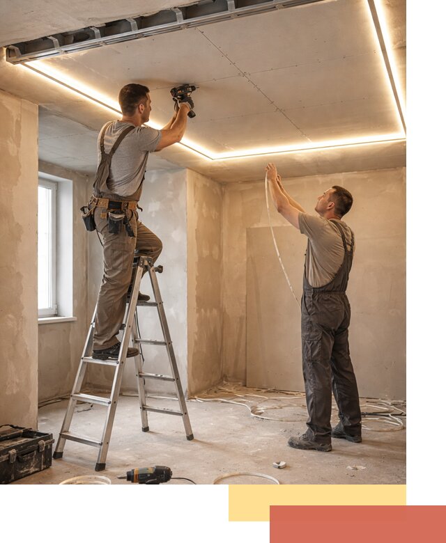 Потолок из гипсокартона с подсветкой в Канске