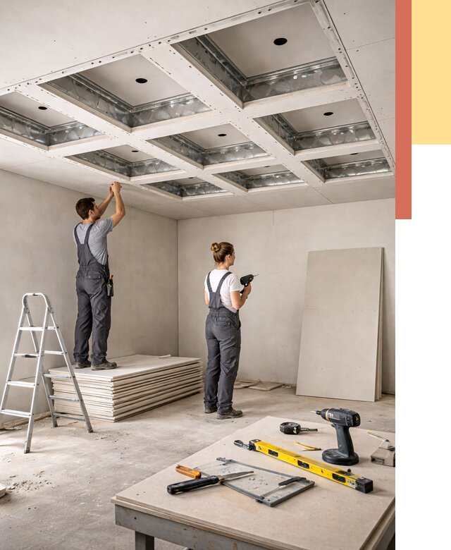 Кессонный потолок из гипсокартона в Канске от 2022 руб. — монтаж и под ключ | ОТДЕЛОЧНИК-Кнс