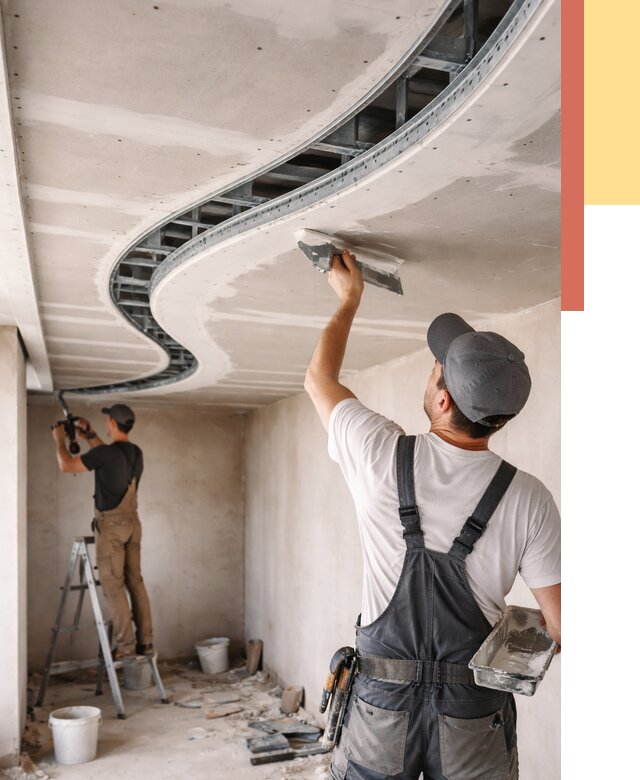 Криволинейный потолок из гипсокартона в Канске от 2295 руб./м2 | ОТДЕЛОЧНИК-Кнс