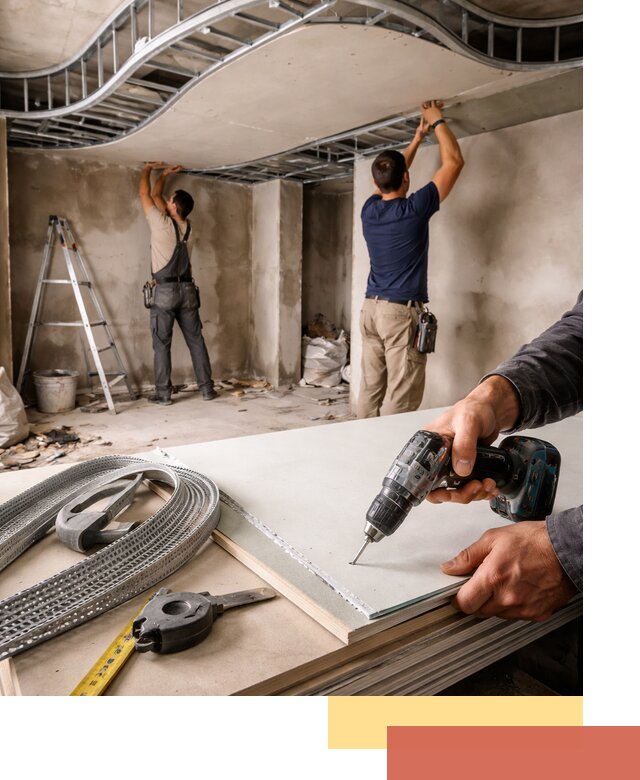 Криволинейный потолок из гипсокартона в Канске — монтаж и отделка